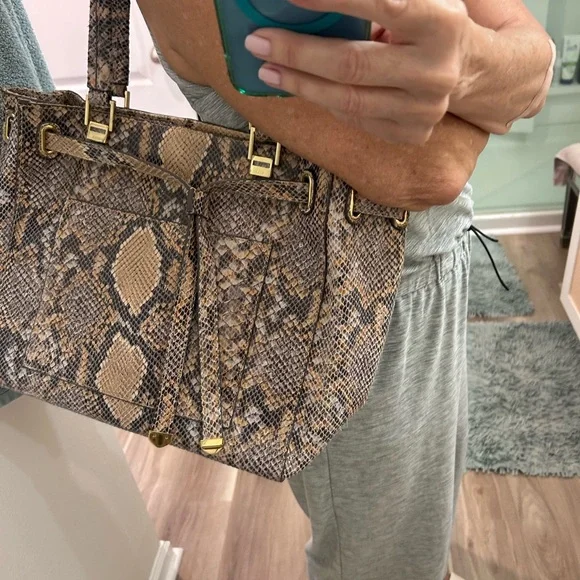 Beautiful snake patterned leather GILI satchel. Bags